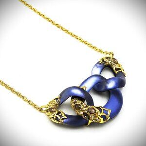 ALEXIS BITTAR Gold Plated Blue Lucite Multistones & Crystal Chain Link Necklace